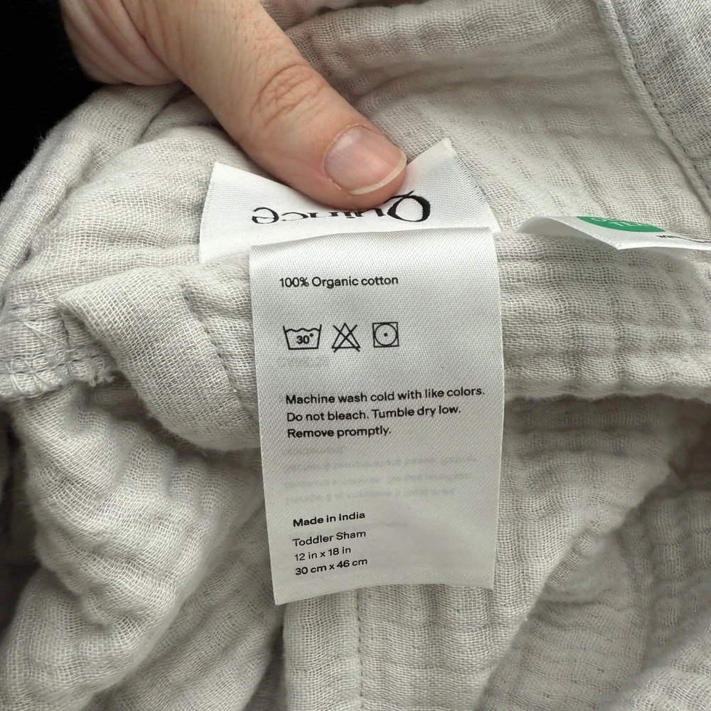 Quince 100% Organic Cotton Airy Gauze Toddler Quilt‎ & Sham Set Fog Gray NWOT